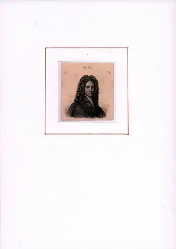 PORTRAIT Christopher Wren. Schulterstück im Dreiviertelprofil. Stahlstich, Wren, [Christopher]