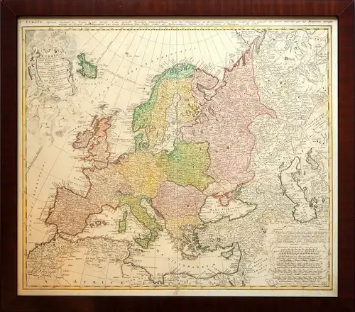 Europa. Secundum legitimas projectionis stereographicae regulas et juxta recentissimas observationes aeque ac relationes ... Kolorierte Kupferstichkarte