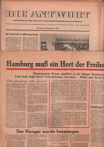 Die Antwort. Mitteilung des Senats an die Bevölkerung Hamburgs. Dezember 1952. 