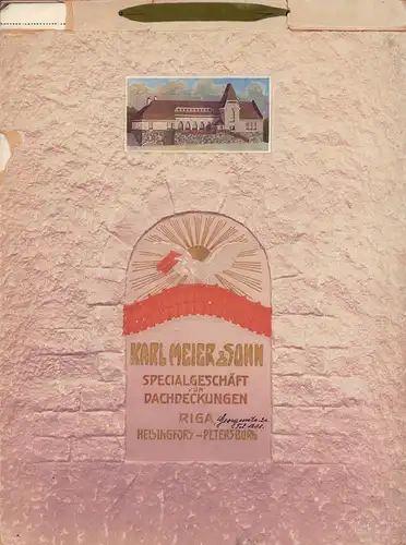 Warenkatalog Karl Meier & Sohn. Specialgeschäft für (kunstvolle) Dachdeckungen. Riga, Helsingfors, Petersburg. (Firmenkatalog)