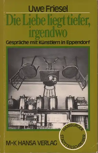 Friesel, Uwe: Die Liebe liegt tiefer, irgendwo. Gespräche mit Künstlern in Eppendorf. (Hrsg. vom Literatur-Zentrum e.V. durch Hildegard Wohlgemuth u. Wolfgang Beutin.