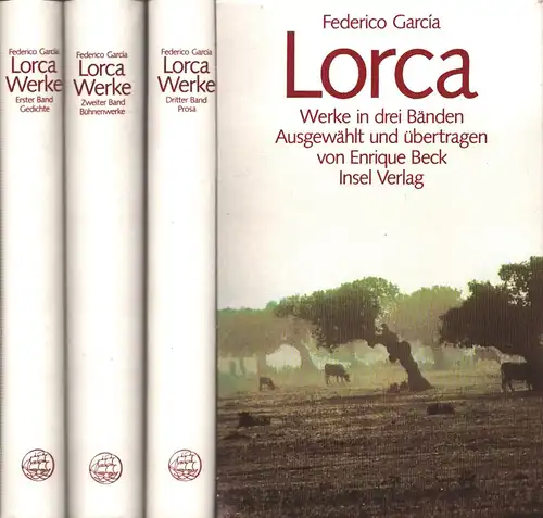García Lorca, Federico: Werke in drei Bänden. Ausgewählt u. übertr. von Enrique Beck. (Hrsg. von d. Heinrich-Enrique-Beck-Stiftung, Basel, unter Mitarb. von Günter W. Lorenz). (2. Aufl.). 