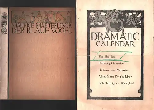 Der blaue Vogel. Ein Märchenspiel in fünf Aufzügen und zwölf Bildern. (Deutsche Übertragung v. Stephan Epstein), Maeterlinck, Maurice