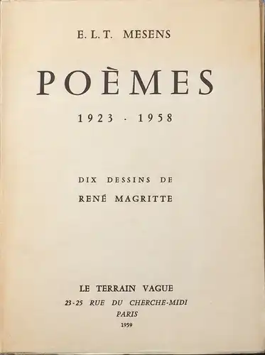 Mesens, E. L. T: Poèmes 1923-1958. Dix dessins de René Magritte. 