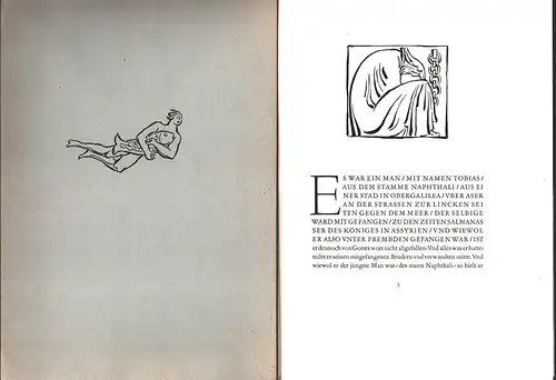 Das Buch Tobie. In der Übertragung von Martin Luther, Bibelausgabe von 1546. Mit fünfzehn Holzschnitten von Edwin Scharff (geschnitten von Otto Rohse). Gedruckt  für die Maximilian-Gesellschaft in Hamburg 1954