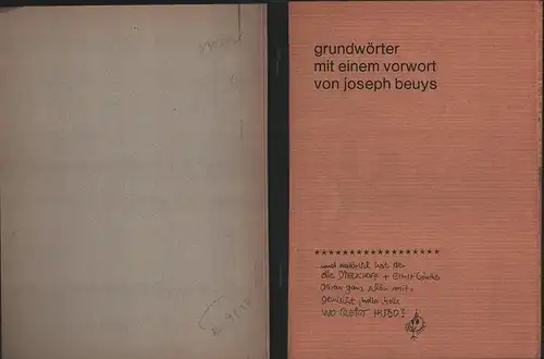 Grundwörter. Mit einem Vorwort von Joseph Beuys. (Idee und Einführung: Ernst Günther), Günther. Ernst/ Dieckhoff, Artur