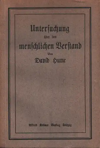Hume, David: Untersuchung über den Menschlichen Verstand. Dt. v. Carl Vogl. 