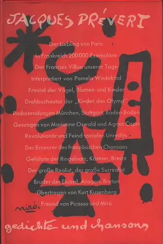 Prévert, Jacques: Gedichte und Chansons. Deutsch (u. mit einem Vorwort) von Kurt Kusenberg. (4.-6. Tsd.). 