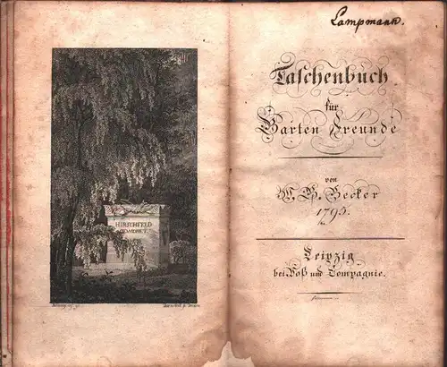Becker, Wilhelm Gottlieb (Hrsg.): Taschenbuch für Garten-Freunde [Fehldruck: "Barten-Freunde"]. 