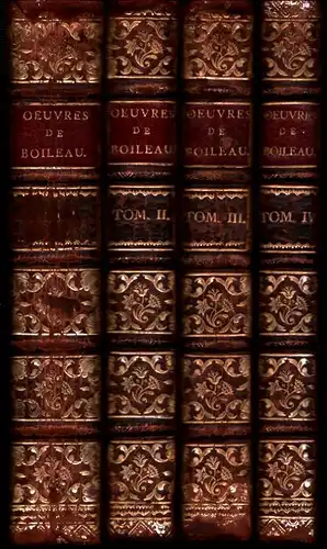 Oeuvres de Nicolas Boileau Despréaux. Avec des eclaircissemens historiques donnés par lui-même. Nouvelle édition augmentée de la vie de l'auteur par Mr. Des Maizeaux [Desmaizeaux]. 4 Bde. (= komplett), Boileau-Despréaux, [Nicolas]