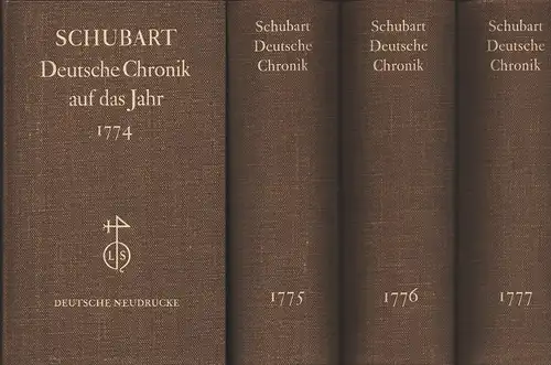 Deutsche Chronik auf das Jahr 1774, 1775, 1775 und 1776. FAKSIMILE der Ausgabe Augsburg 1774. 4 Bde. (=  komplette Reihe Goethezeit), Schubart, Christian Friedrich Daniel (Hrsg.)