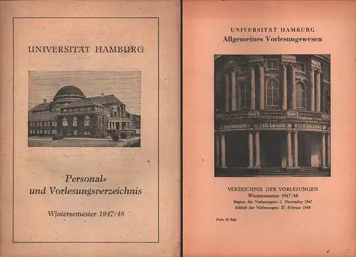 Universität Hamburg. Personal- und Vorlesungsverzeichnis, Wintersemester 1947/48. 
