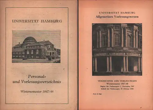 Universität Hamburg. Personal- und Vorlesungsverzeichnis, Wintersemester 1947/48