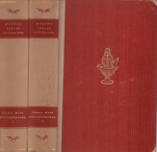 Mann, Thomas: Buddenbrooks. En familjs förfall. (Översättningen är utförd av A. Wingren). Efterskrift av Knut Hagberg. Del I + II (2 Bde. = komplett).