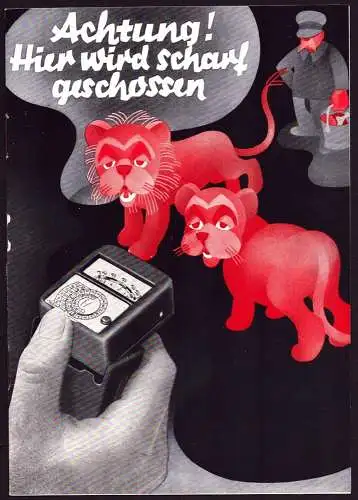 Gossen - Fabrik elektrischer Messgeräte: Achtung! Hier wird scharf geschossen.. Sixtus, Original Gossen - der Super Ombrux. Werbebroschüre für den neuen elektrischen Belichtungsmesser und seinen "älteren Bruder". 