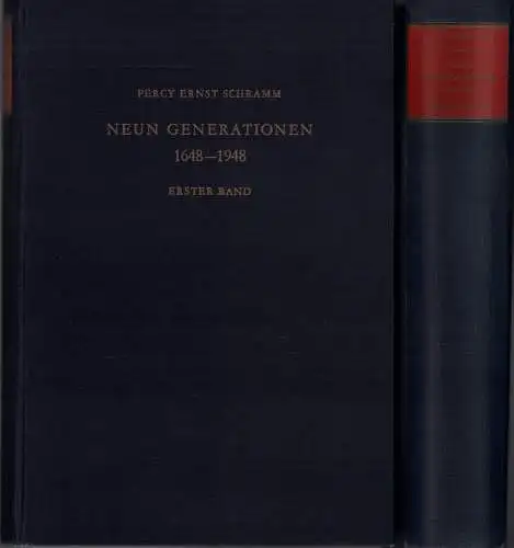 Schramm, Percy Ernst: Neun Generationen. 2 Bde. (= komplett). Dreihundert Jahre deutscher Kulturgeschichte im Lichte der Schicksale einer Hamburger Bürgerfamilie. (1648-1948).