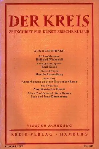 Der Kreis. Zeitschrift für künstlerische Kultur. JG 4, HEFT 5 | Mai 1927. (Hrsg. von Ludwig Benninghoff u. Wilhelm Postulart)