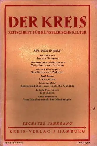 Der Kreis. Zeitschrift für künstlerische Kultur. JG 6, HEFT 5 | Mai 1929. (Hrsg. von Ludwig Benninghoff u. Wilhelm Postulart)