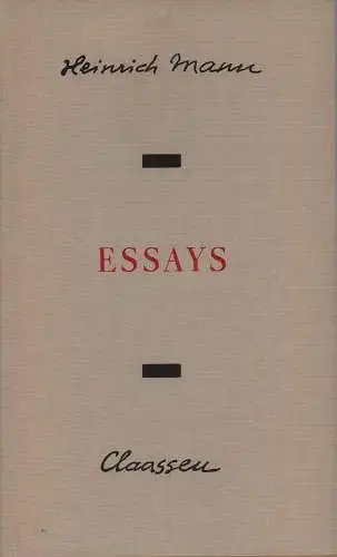 Essays. (Lizenzausgabe d. Aufbau-Verlages, Berlin), Mann, Heinrich