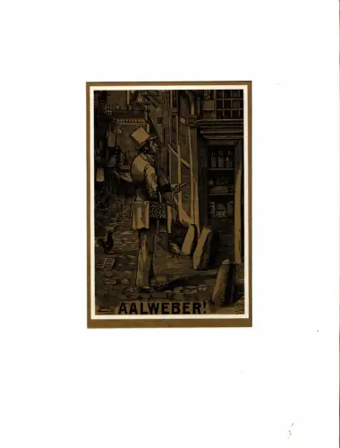 Aalweber. Offsetlithographie mit Farbfond auf gestrichenem Papier