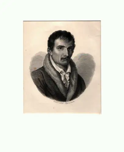 PORTRAIT Johann Gottfried Seume. Schulterstück im Dreiviertelprofil. Stahlstich nach Schnorr von Karolsfeld, Seume, Johann Gottfried