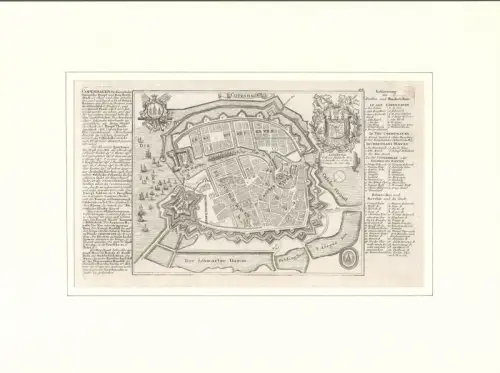 Copenhagen. Befestigungsplan aus der Vogelschau. Original-Kupferstich, Bodenehr, Gabriel