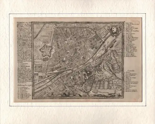 Fiorenza oder Florenz. Befestigungsplan aus der Vogelschau. Original-Kupferstich, Bodenehr, Gabriel