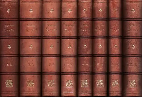 Schiller, Friedrich: Sämtliche Werke in sechzehn Bänden. Mit Einleitungen von Karl Goedeke. 16 Bde. in 8 Bdn. (= komplett). 