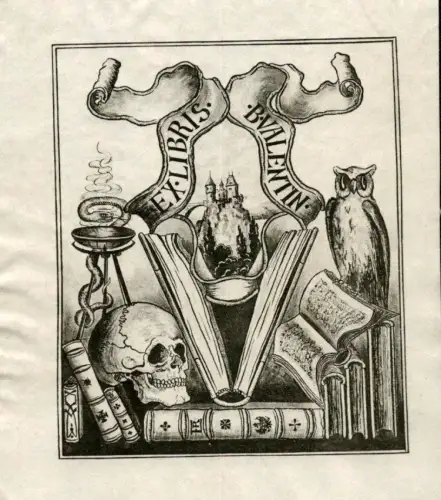 EXLIBRIS B. Valentin. Kreidelithographie. 