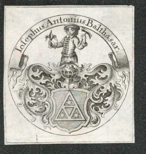 EXLIBRIS Josephus Antonius Balthasar. Kupferstich (anonym). 