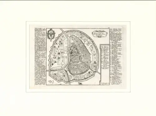 Moscow des grossen Zaar Residenz. Befestigungsplan aus der Vogelschau. Original-Kupferstich, Bodenehr, Gabriel