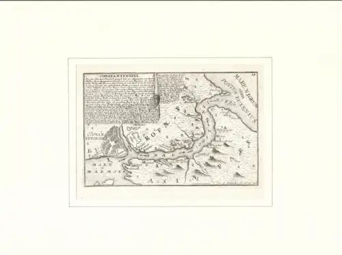 Constantinopel. Befestigungsplan aus der Vogelschau. Original-Kupferstich, Bodenehr, Gabriel