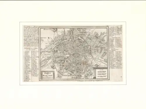 Paris die Haupt Stadt in Franckreich. Befestigungsplan aus der Vogelschau. Original-Kupferstich, Bodenehr, Gabriel