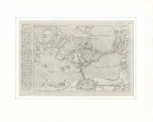 Mantova. Befestigungsplan aus der Vogelschau. Original-Kupferstich, Bodenehr, Gabriel