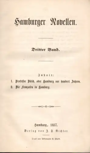 Hamburger Novellen. BAND 3, [Krüger, Albert Peter Johann]