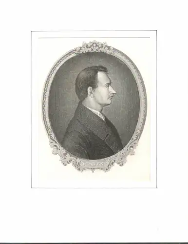 PORTRAIT Platen. Brustbild im Profil. Ovaler Stahlstich, Platen[-Hallermünde], August Graf von
