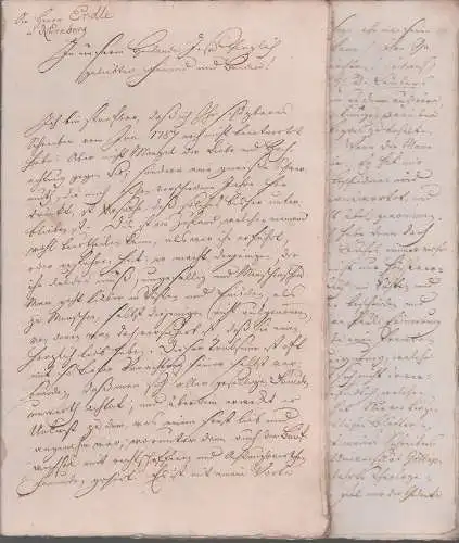 Eigenh. Brief mit Unterschr. Mit einer Beilage, Wilker, Johan Matthias [Wilcker, Johann Matthias], Buchbinder, Autor, Liederdichter (1734-1794)