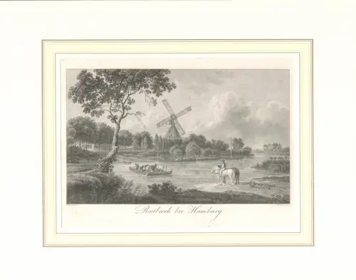 Reitbrock bei Hamburg [Reitbrook bei Hamburg]. Original-Kupferstich von W. Jury nach A. Radl