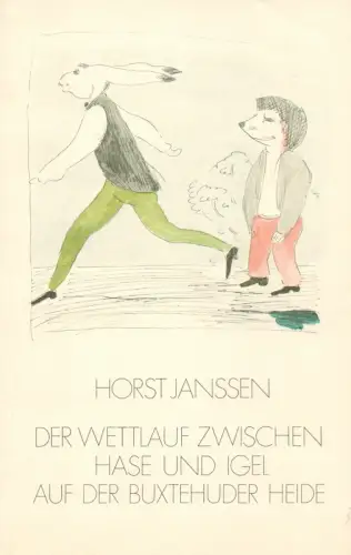 Janssen, Horst / [Schröder, Wilhelm]: Der Hase und der Igel. Exlibris Friederike Gutsche. Umschlagtitel: Der Wettlauf zwischen Hase und Igel auf der Buxtehuder Heide. 
