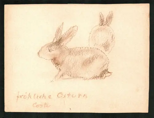 Fröhliche Ostern. Buntstiftzeichnung, unter der Darstellung betitelt u. signiert (Coste), o. J, Coste, Waldemar (1887-1948)