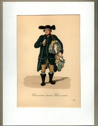 Suhr, Christopher: Hau-u-sen, tweere Hau-usen! [Strümpfe, zwirnene Strümpfe!]. Strumpfhändler | Hosiery Dealer. Original-Lithographie, altkoloriert. 