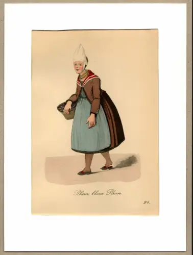 Suhr, Christopher: Plum, blaue Plum! [Kauft Pflaumen! Leckere blaue Pflaumen!]. Pflaumenverkäuferin | Plum Seller. Original-Lithographie, altkoloriert. 