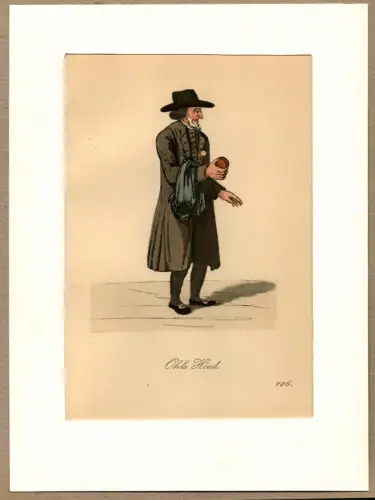Suhr, Christopher: Ohle Höed! [Hüte zu kaufen!]. Hutverkäufer | Hat Seller. Original-Lithographie, altkoloriert. 