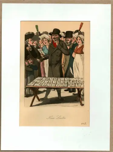Suhr, Christopher: Neue Lieder! [Brandneue Lieder hier zu haben!]. Liedermann | Song Seller. Original-Lithographie, altkoloriert. 
