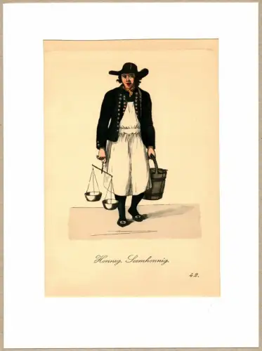 Suhr, Christopher: Honnig, Seemhonnig! [Honig! Seimhonig zu kaufen!]. Honigverkäufer | Honey Vendor. Original-Lithographie, altkoloriert. 