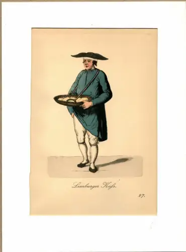 Suhr, Christopher: Limburger Käss! [Limburger Käse zu kaufen!]. Käseverkäufer | Cheese Seller. Original-Lithographie, altkoloriert. 