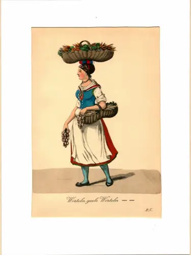 Suhr, Christopher: Wörteln geele Wörteln! [Kauft Karotten! Gelbe Möhren!]. Karottenhändler | Carrot Vendor. Original-Lithographie, altkoloriert. 