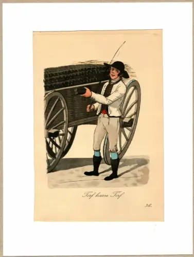 Suhr, Christopher: Törf harre Törf! [Torrf! Schöner, fester Torf!]. Torfbauer | Peat Miner. Original-Lithographie, altkoloriert. 