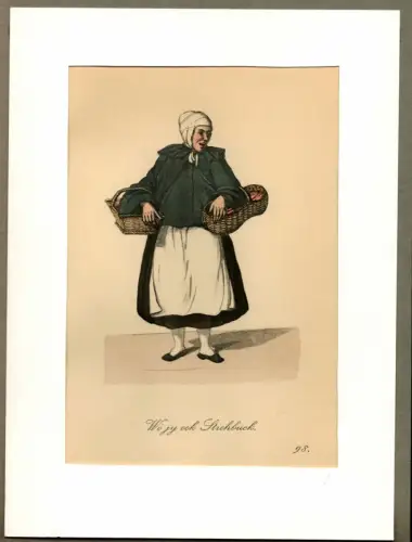 Suhr, Christopher: Wö jy ook Strohbück! [Bücklinge! Auch Strohbücklinge zu haben!]. Bücklingverkäuferin | Kipper Monger. Original-Lithographie, altkoloriert. 