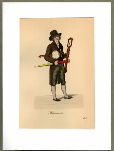 Suhr, Christopher: Barometer! [Barometer zu kaufen!]. Barometerhändler | Barometer Trader. Original-Lithographie, altkoloriert. 